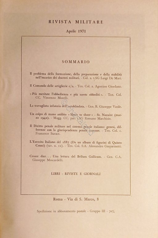 Rivista Militare - Anno XXVII - N. 4 - Aprile …