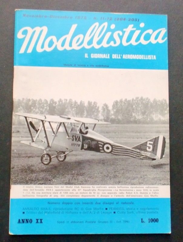 Rivista Modellistica modellismo Giornale aeromodellista N°11-12 (204-205) - 1975 | Immagine principale