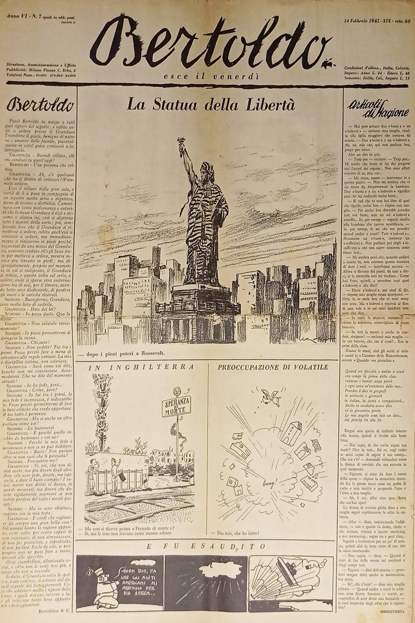 Rivista Periodica di Umorismo - Bertoldo n. 7 - 1941 …