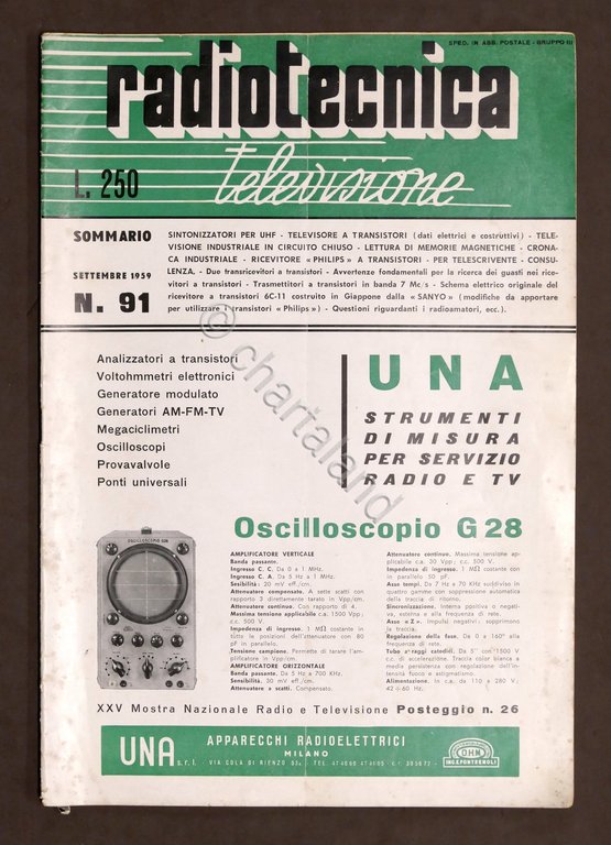 Rivista Radiotecnica Televisione N. 91 - Settembre 1959