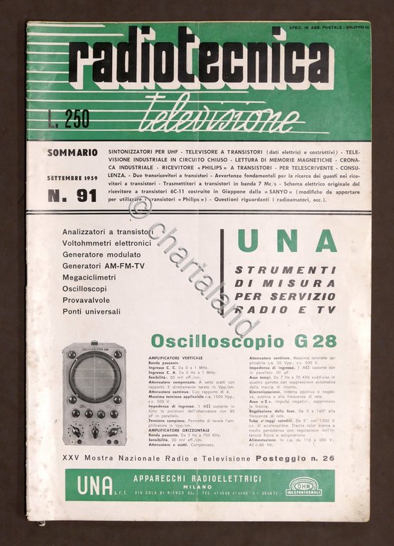 Rivista Radiotecnica Televisione N. 91 - Settembre 1959