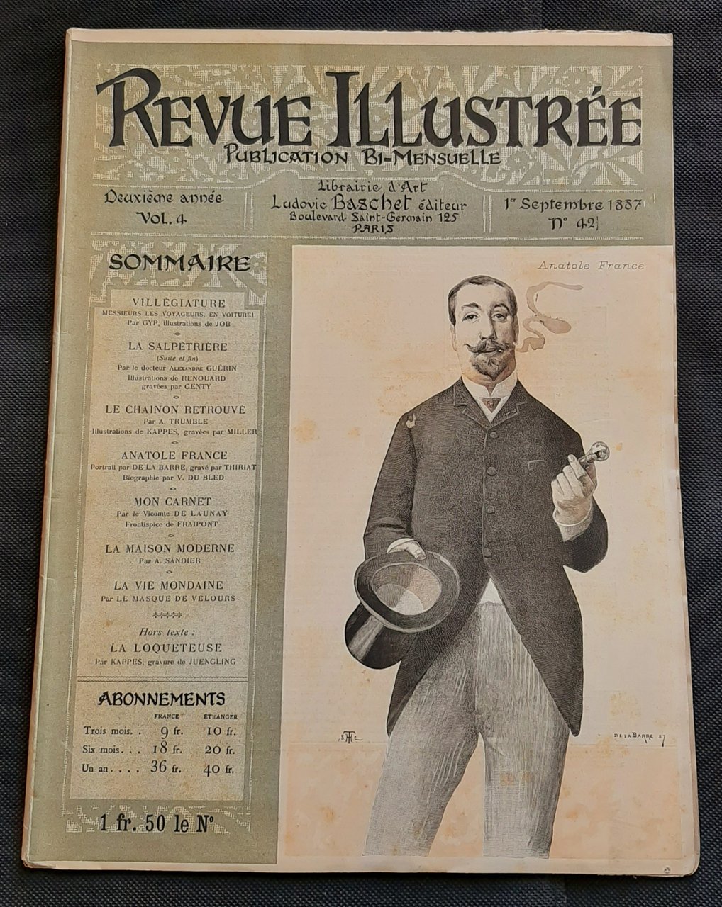 Rivista Revue Illustrée - Anatole France - n. 42 - …