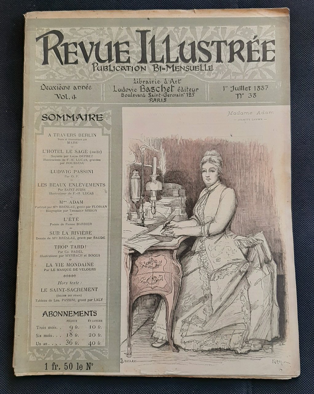 Rivista Revue Illustrée - Madame Adam - n. 38 - …