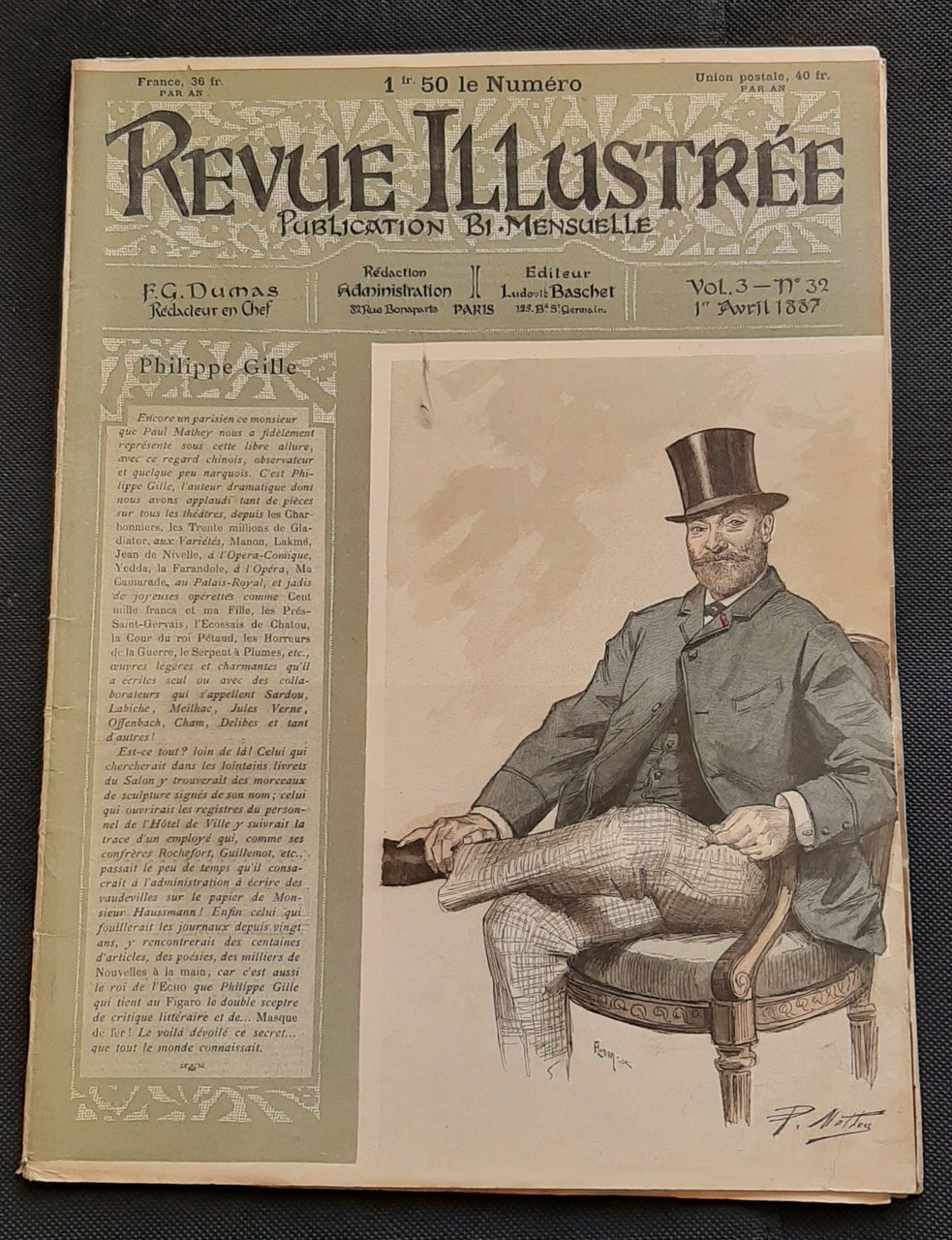 Rivista Revue Illustrée - Philippe Gille - 1 Avril 1887