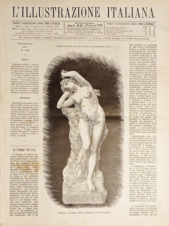 Rivista Settimanale - L'illustrazione Italiana N. 43 - 27 Ottobre 1878 
