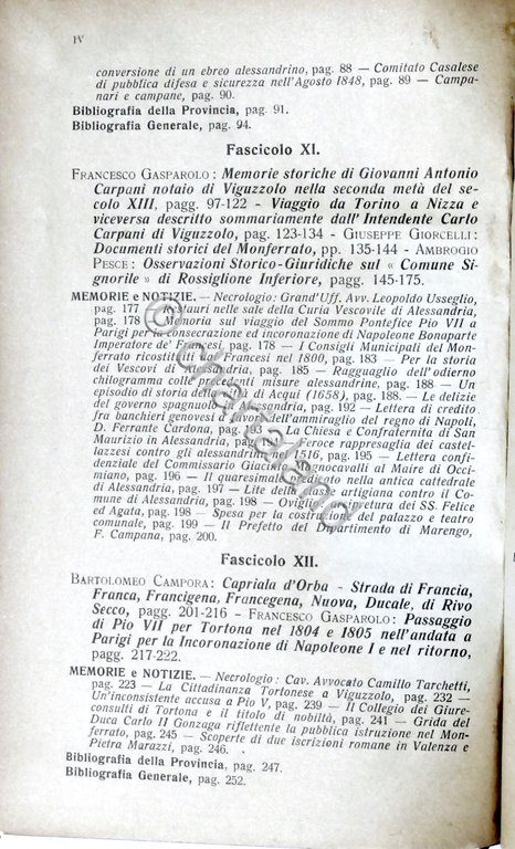 Rivista Storia Arte Archeologia prov. di Alessandria Anno XXVIII completo …