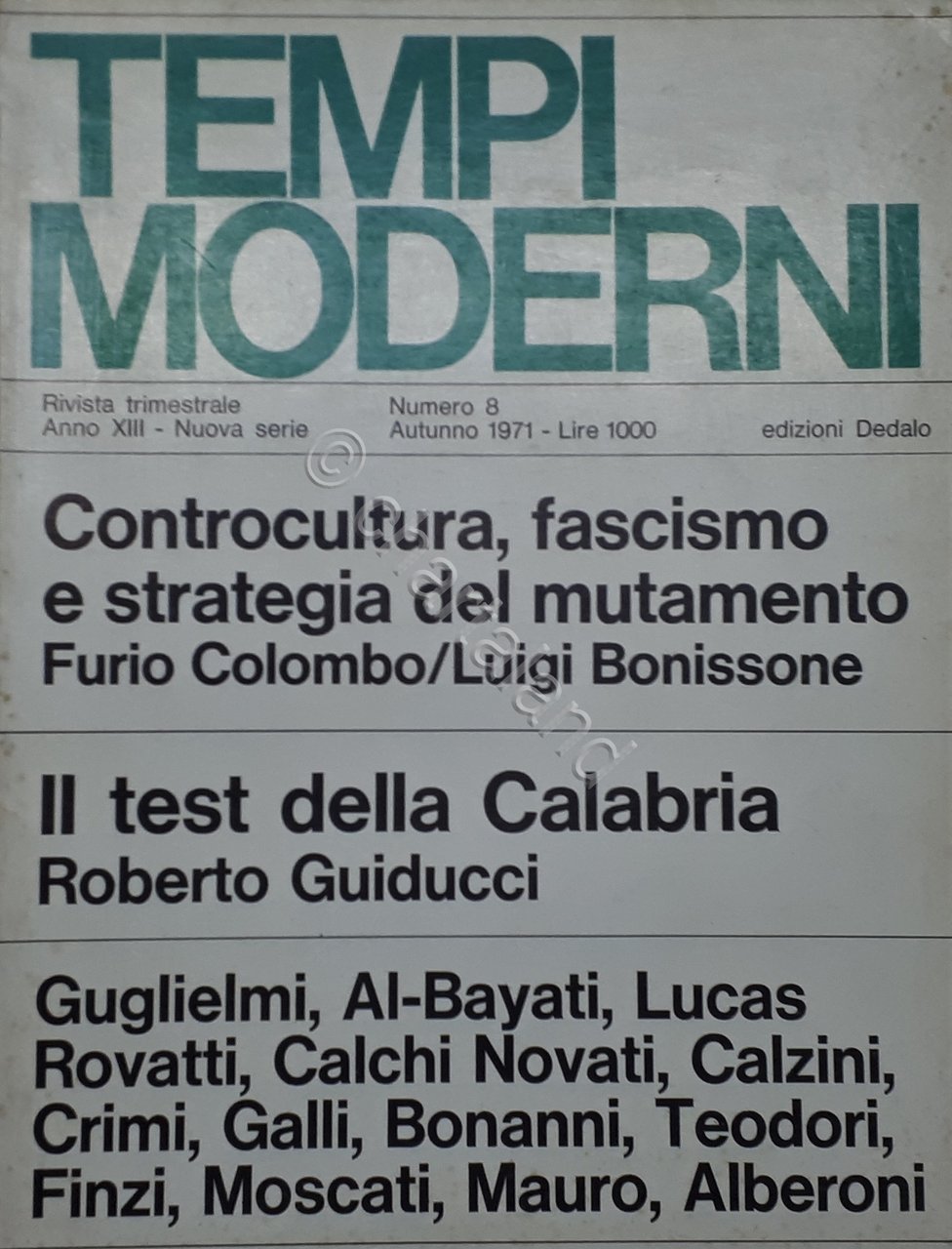 Rivista trimestrale - Tempi moderni N. 8 - ed. 1971 …