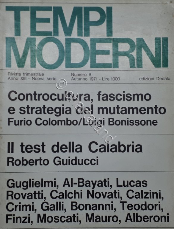 Rivista trimestrale - Tempi moderni N. 8 - ed. 1971 …