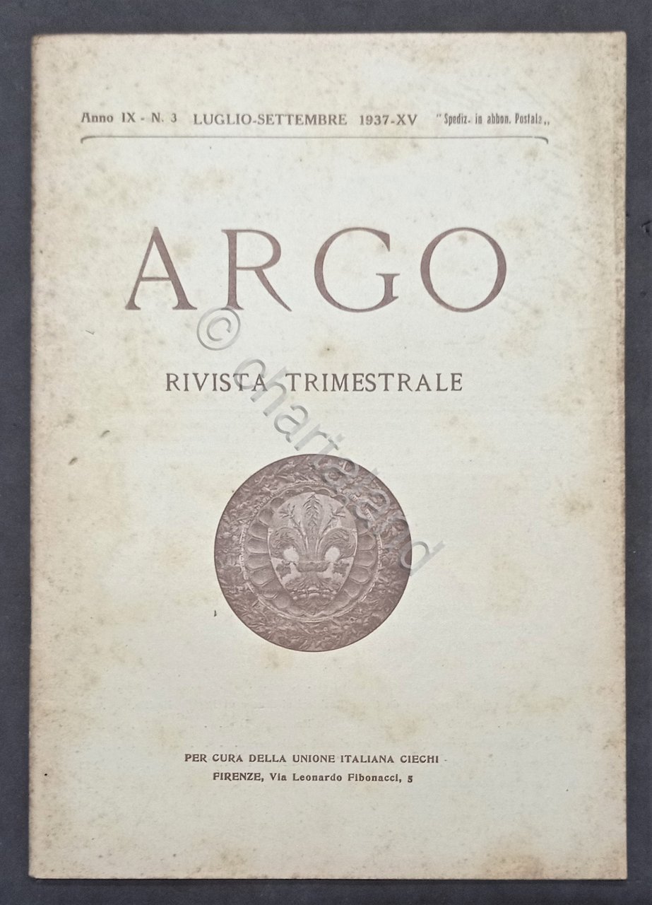 Rivista Trimestrale Rassegna Unione Italiana Ciechi - Argo N. 3 …