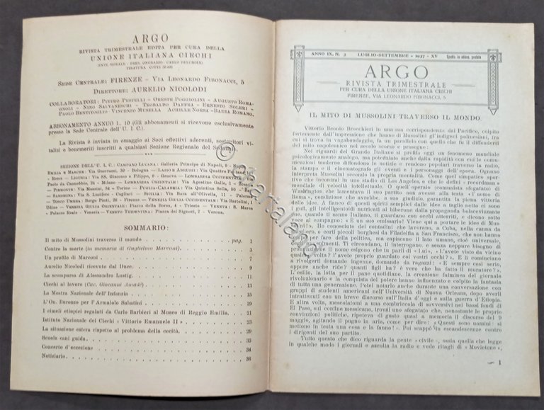 Rivista Trimestrale Rassegna Unione Italiana Ciechi - Argo N. 3 …