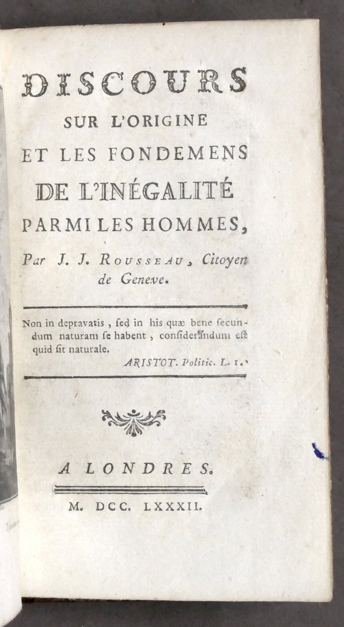 Rousseau - Discours sur l'origine et les fondemens de l'inégalité …