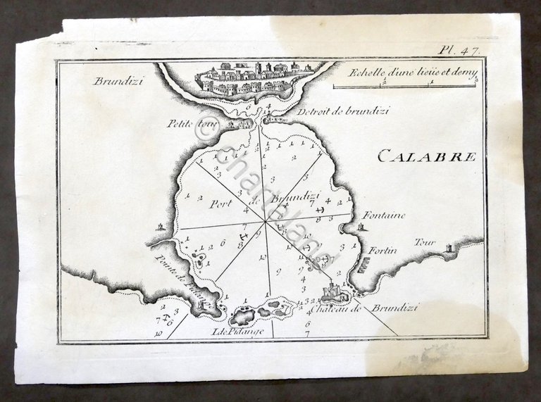 Roux - Calabre - Brundizi - Stampa Portolano Italia Puglia - Brindisi - 1779