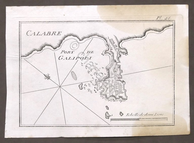 Roux - Calabre - Stampa Portolano Italia - Puglia - Porto di Gallipoli - 1779