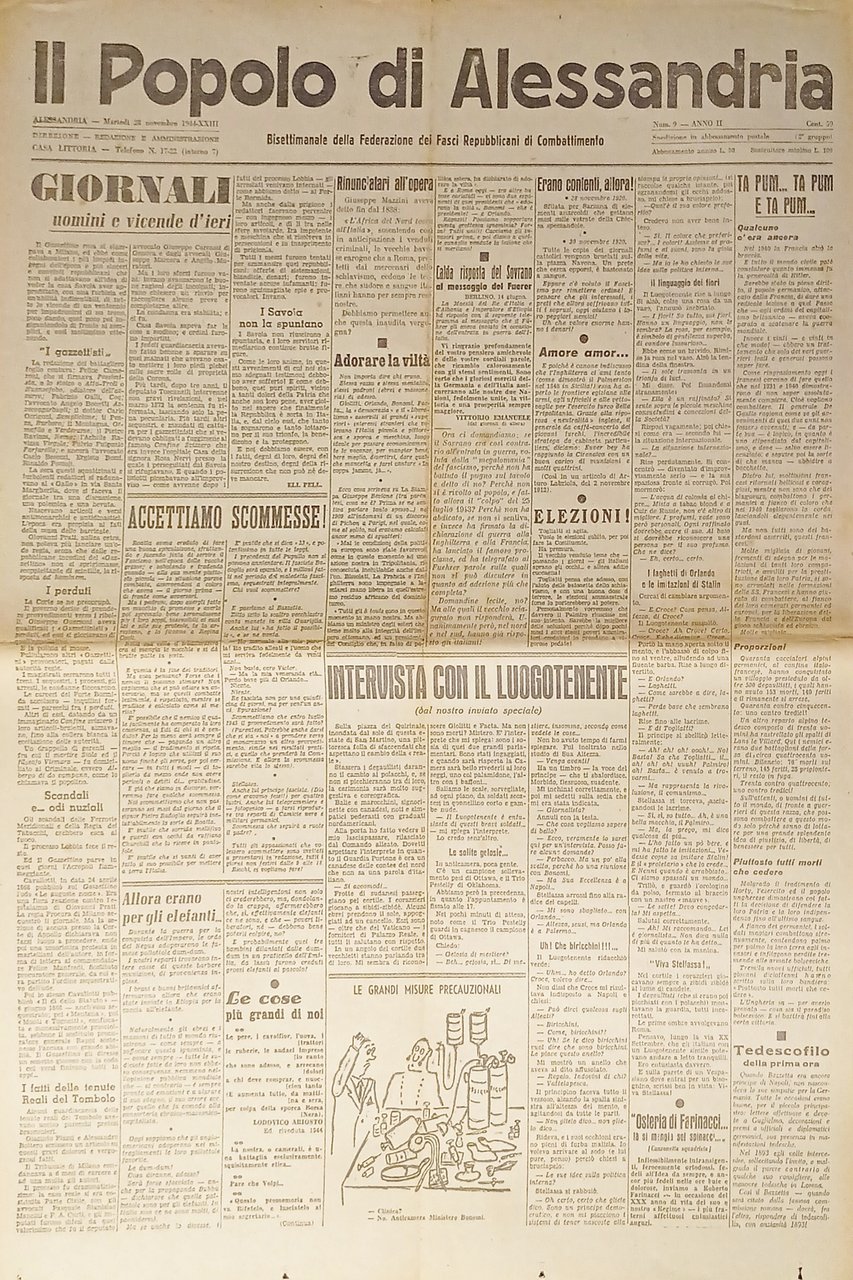 RSI Federazione Fasci - Il Popolo di Alessandria N. 9 …