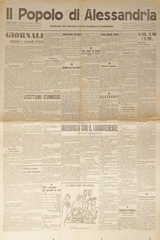 RSI Federazione Fasci - Il Popolo di Alessandria N. 9 …
