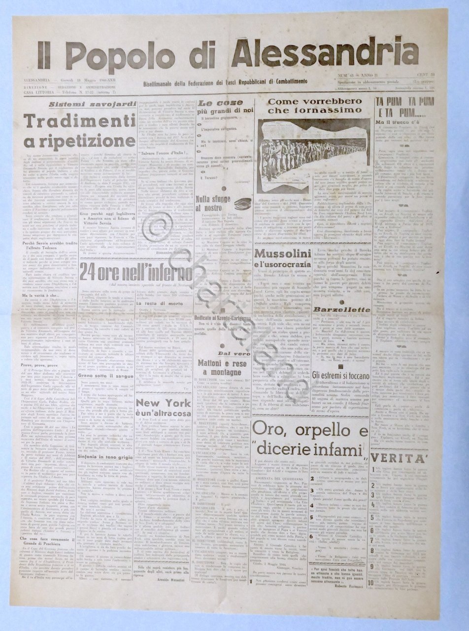 RSI Federazione Fasci - Il Popolo di Alessandria N. 63 …