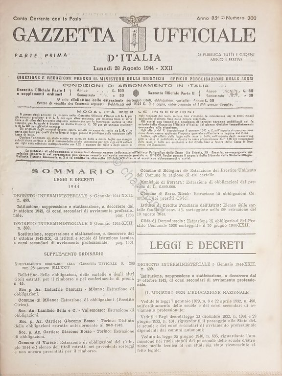 RSI Gazzetta Ufficiale d'Italia N. 200 - 1944