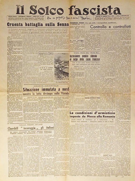 RSI Reggio Emilia - Il Solco Fascista N. 204 - 1944 Cruenta battaglia Senna