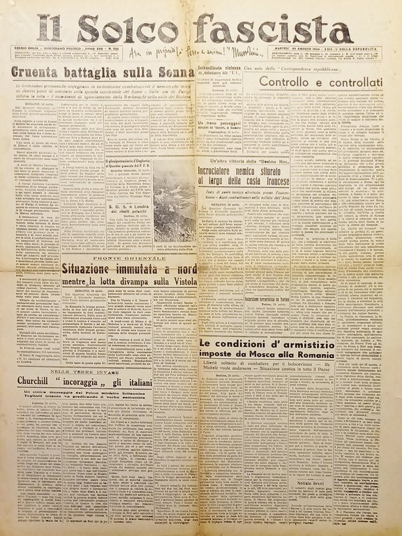 RSI Reggio Emilia - Il Solco Fascista N. 204 - Cruenta Battaglia Senna 1944