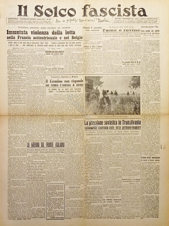 RSI Reggio Emilia - Il Solco Fascista N. 212 - …