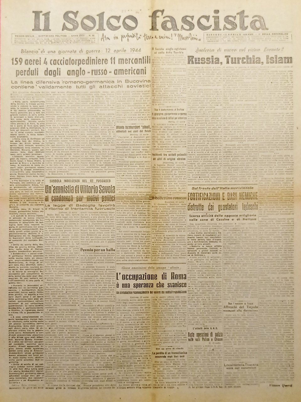 RSI Reggio Emilia - Il Solco Fascista N. 86 - …
