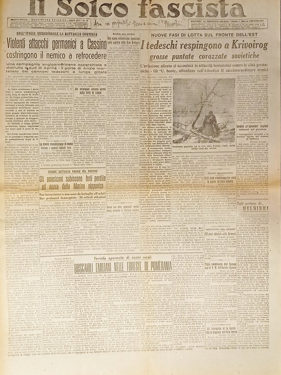 RSI Reggio Emilia Il Solco Fascista N. 42  1944 Tedeschi respingono a Krivoi Rog