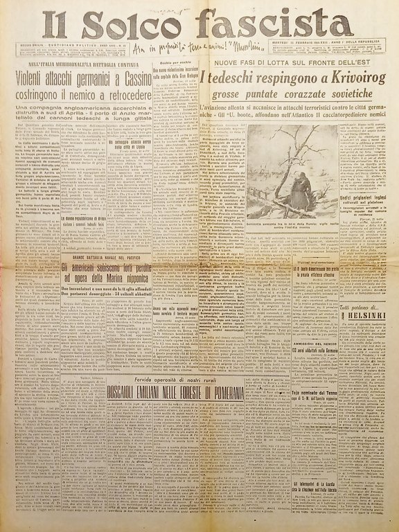 RSI Reggio Emilia Il Solco Fascista N. 42 Tedeschi respingono a Krivoirog 1944
