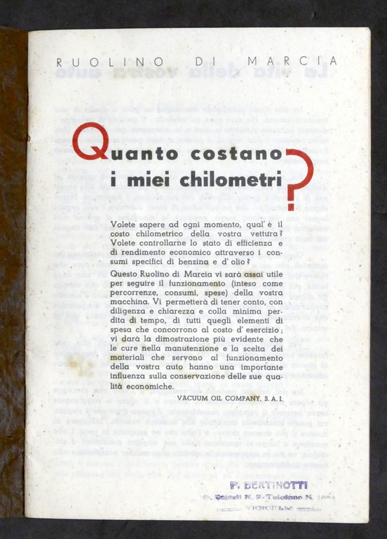 Ruolino di Marcia - Guida lubrificazione auto - Pubblicità Mobiloil …