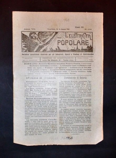 Scienza e Tecnica - Elettrotecnica - L'elettricità popolare - N. 141 - Anno VII