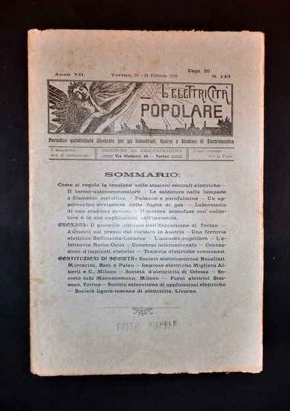 Scienza e Tecnica - Elettrotecnica - L'elettricità popolare - N. 143 - Anno VII
