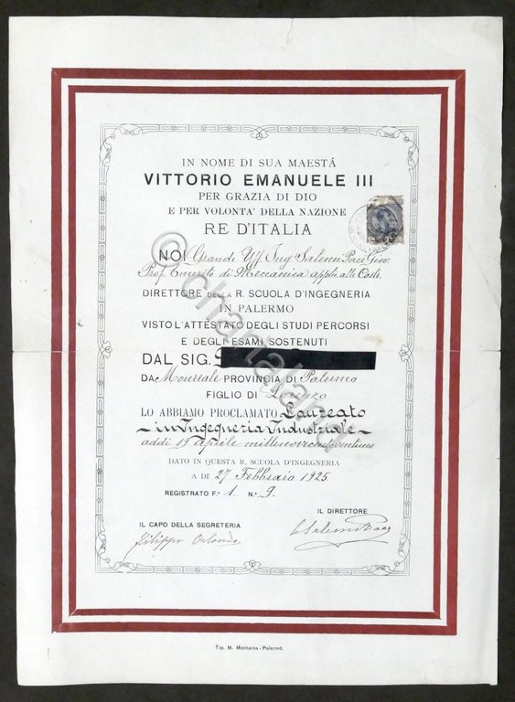 Scuola d'Ingegneria di Palermo - Diploma di Laurea Ingegneria Industriale …