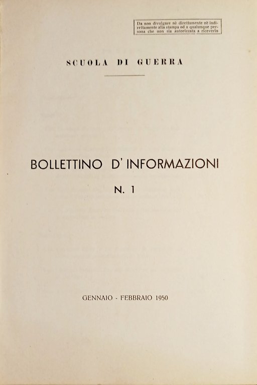 Scuola di Guerra - Bollettino d'Informazioni N. 1 Gennaio - …