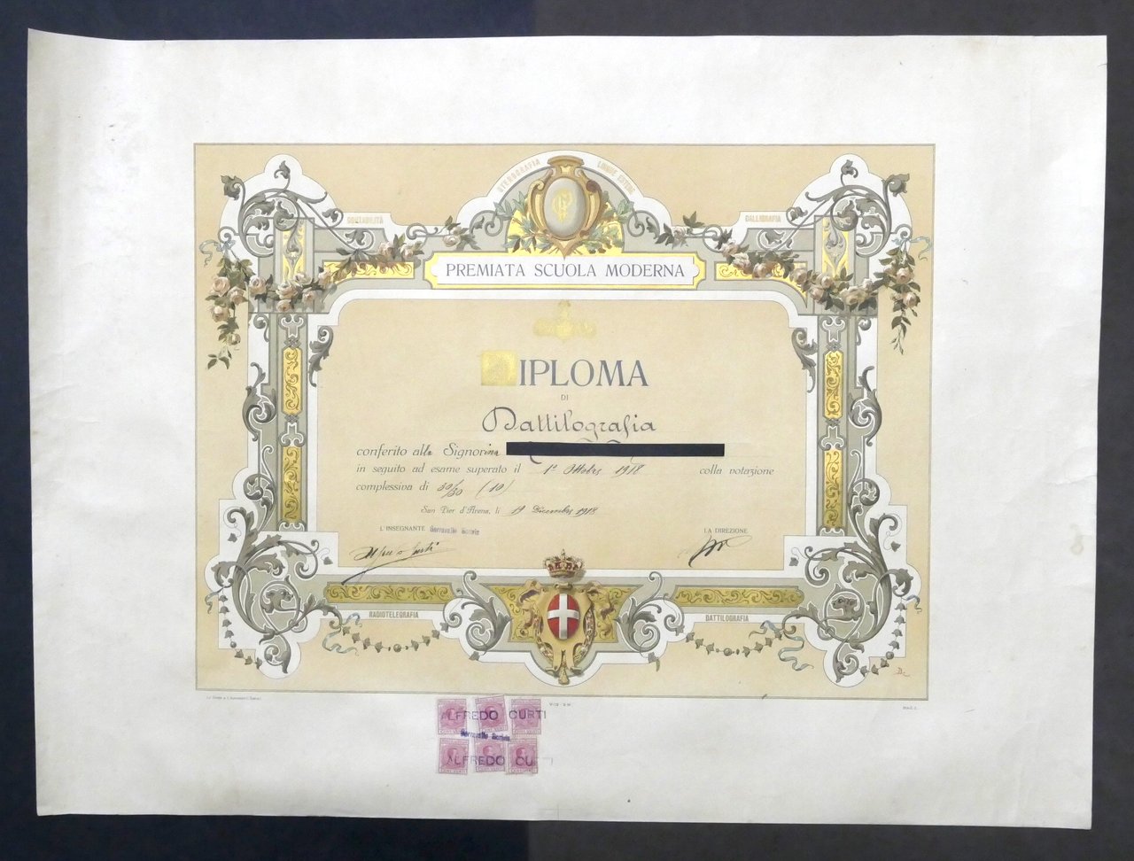 Scuola Moderna Alfredo Curti Serravalle Scrivia Diploma di Dattilografia - …