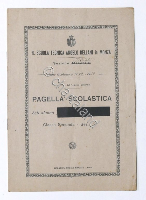 Scuola Tecnica Bellani in Monza - Pagella Classe 2^ - … | Immagine Gallery 2