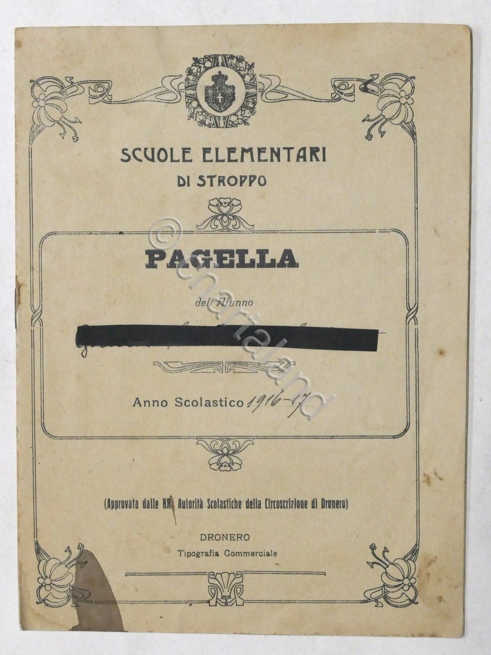 Scuole Elementari di Stroppo - Pagella Classe 4^ - Anno …