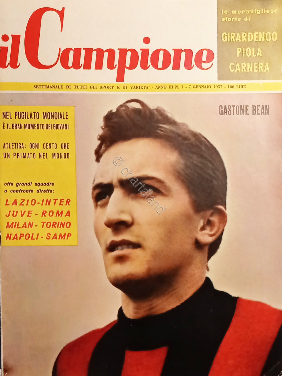 Settimanale - Il Campione N. 1 - Calciatore Gastone Bean …