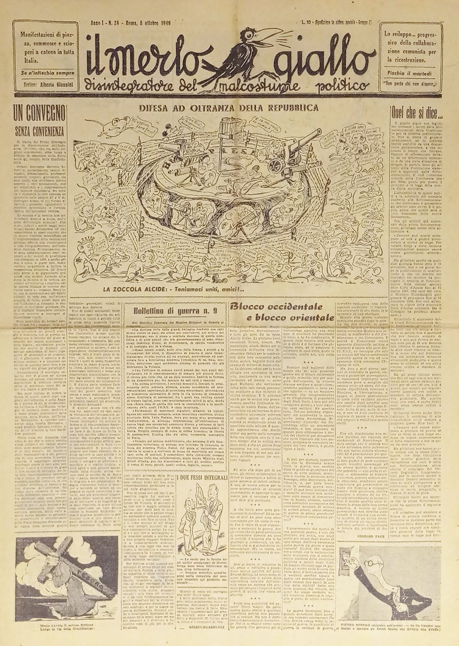 Settimanale - Il Merlo Giallo N. 28 - 1946 Difesa … | Immagine principale