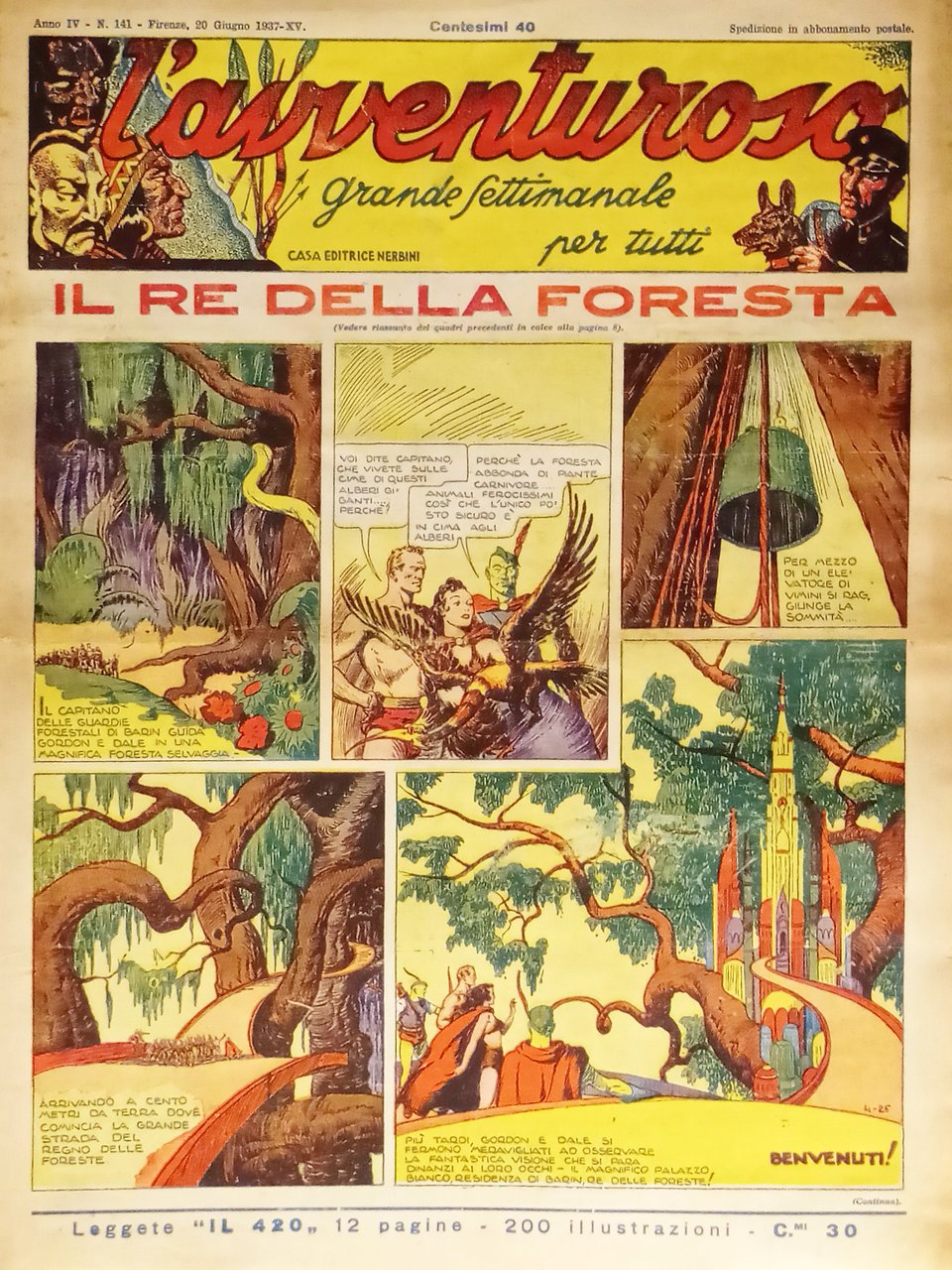 Settimanale - L'Avventuroso N. 141 - 1937 Il Re della …
