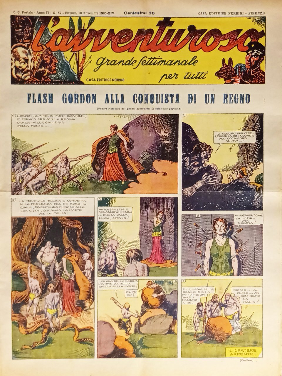 Settimanale - L'Avventuroso N. 57 - 1935 Flash Gordon alla …