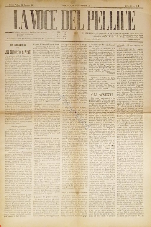 Settimanale - La Voce del Pellice N. 2 - 1927 … | Immagine Gallery 2