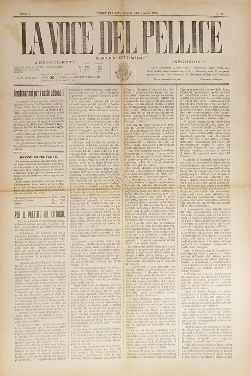 Settimanale - La Voce del Pellice N. 52 - 1926 … | Immagine Gallery 2