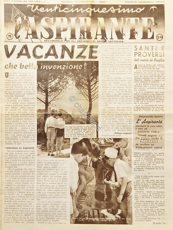 Settimanale Azione Cattolica - Venticinquesimo L'Aspirante - 19 Giugno 1949