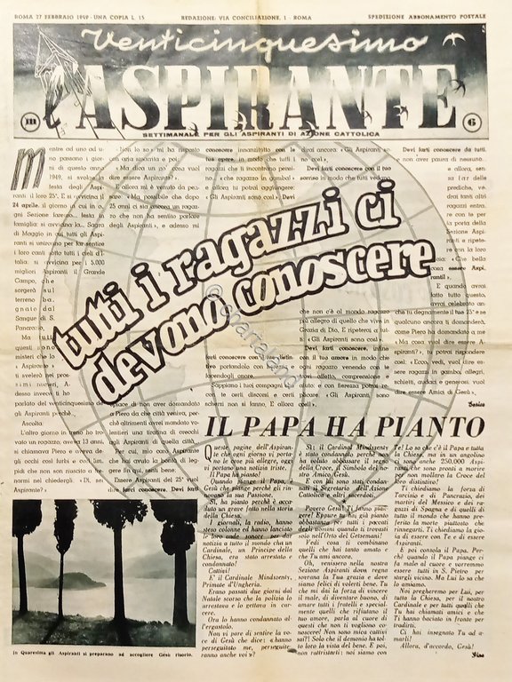 Settimanale di Azione Cattolica - Venticinquesimo L'Aspirante - 27 Febbraio …