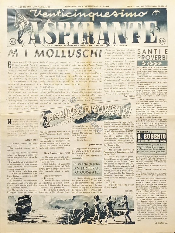Settimanale di Azione Cattolica - Venticinquesimo L'Aspirante - 29 Maggio …