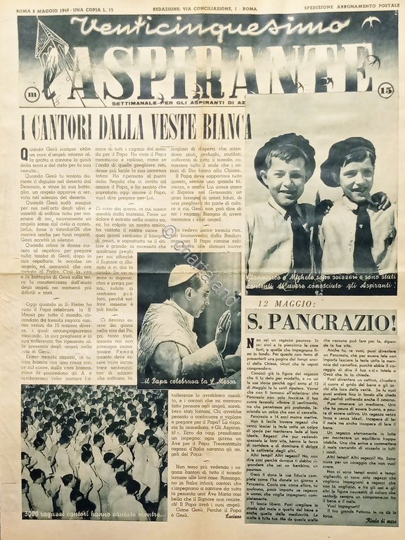 Settimanale di Azione Cattolica - Venticinquesimo L'Aspirante - 8 Maggio …