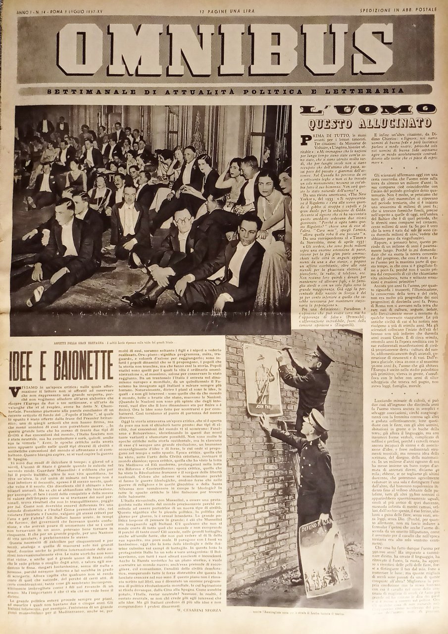 Settimanale di Politica - Omnibus N. 14 - 1937 Idee …