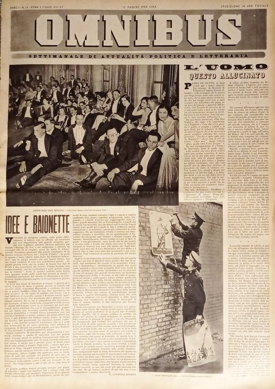 Settimanale di Politica - Omnibus N. 14 - 1937 Idee e Baionette