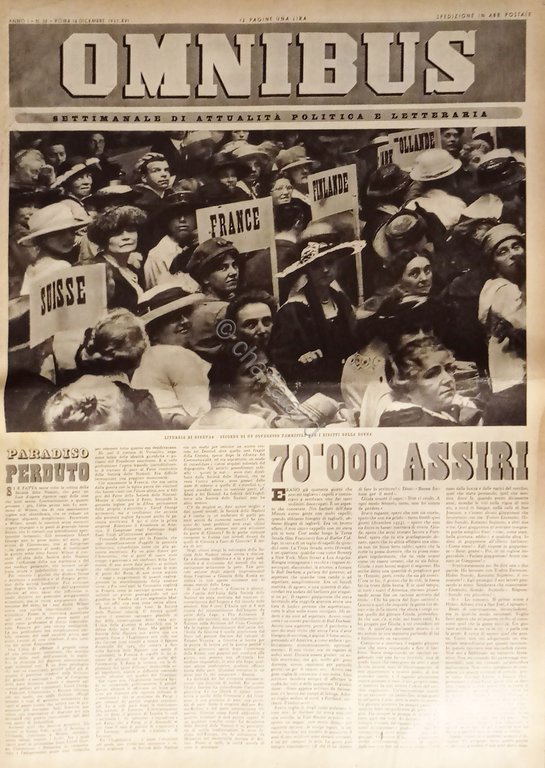 Settimanale di Politica - Omnibus N. 38 - 1937 Liturgia …