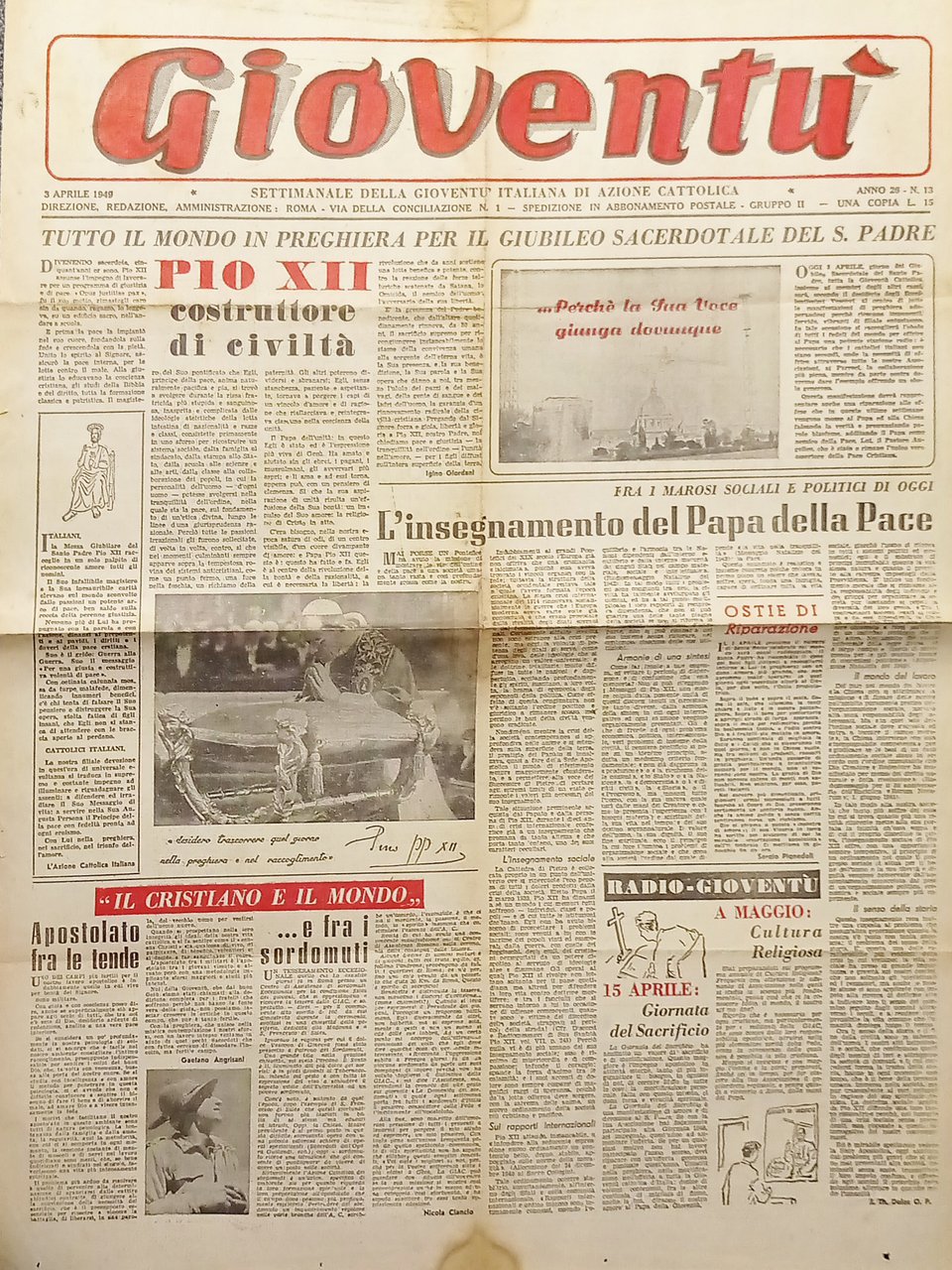 Settimanale Gioventù Italiana di Azione Cattolica - Gioventù N. 13 …