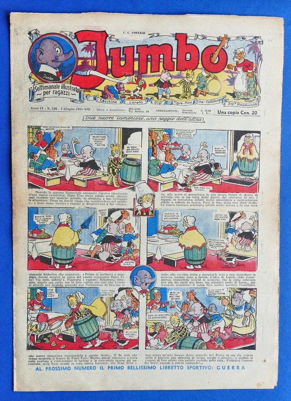 Settimanale illustrato per ragazzi - Jumbo - Anno IV - …